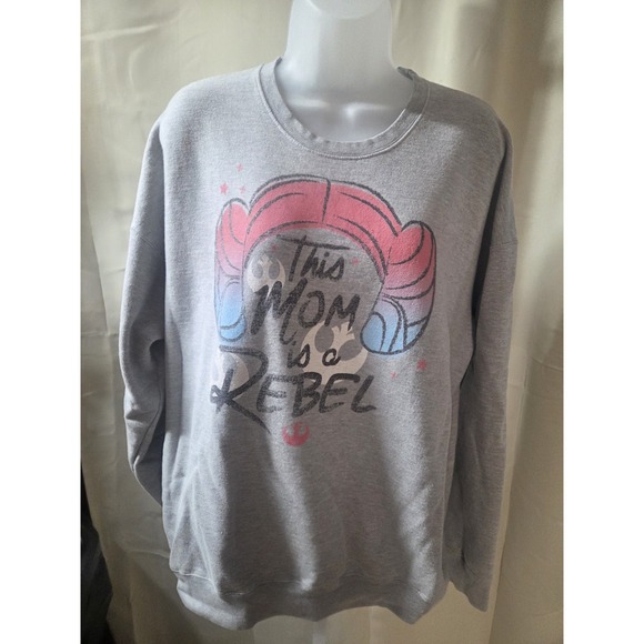 Star Wars "This Mom Is A Rebel" Womans (Sz L)Gray Sweatshirt - Picture 1 of 4